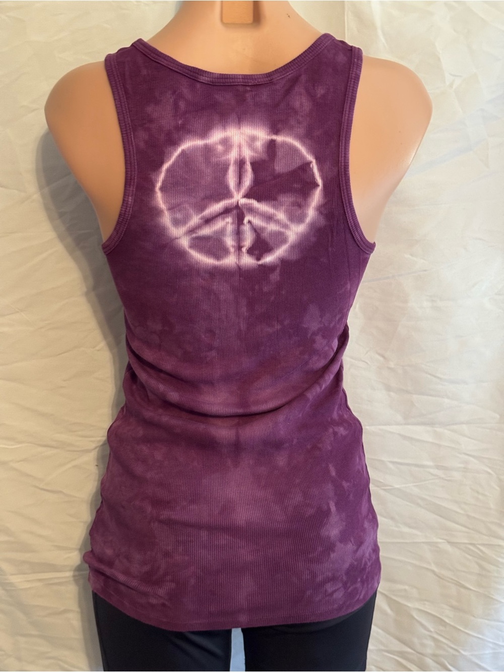 Vintage Y2K INC International Purple Tie-Dye Studded Peace Sign Tank - Picture 3 of 4